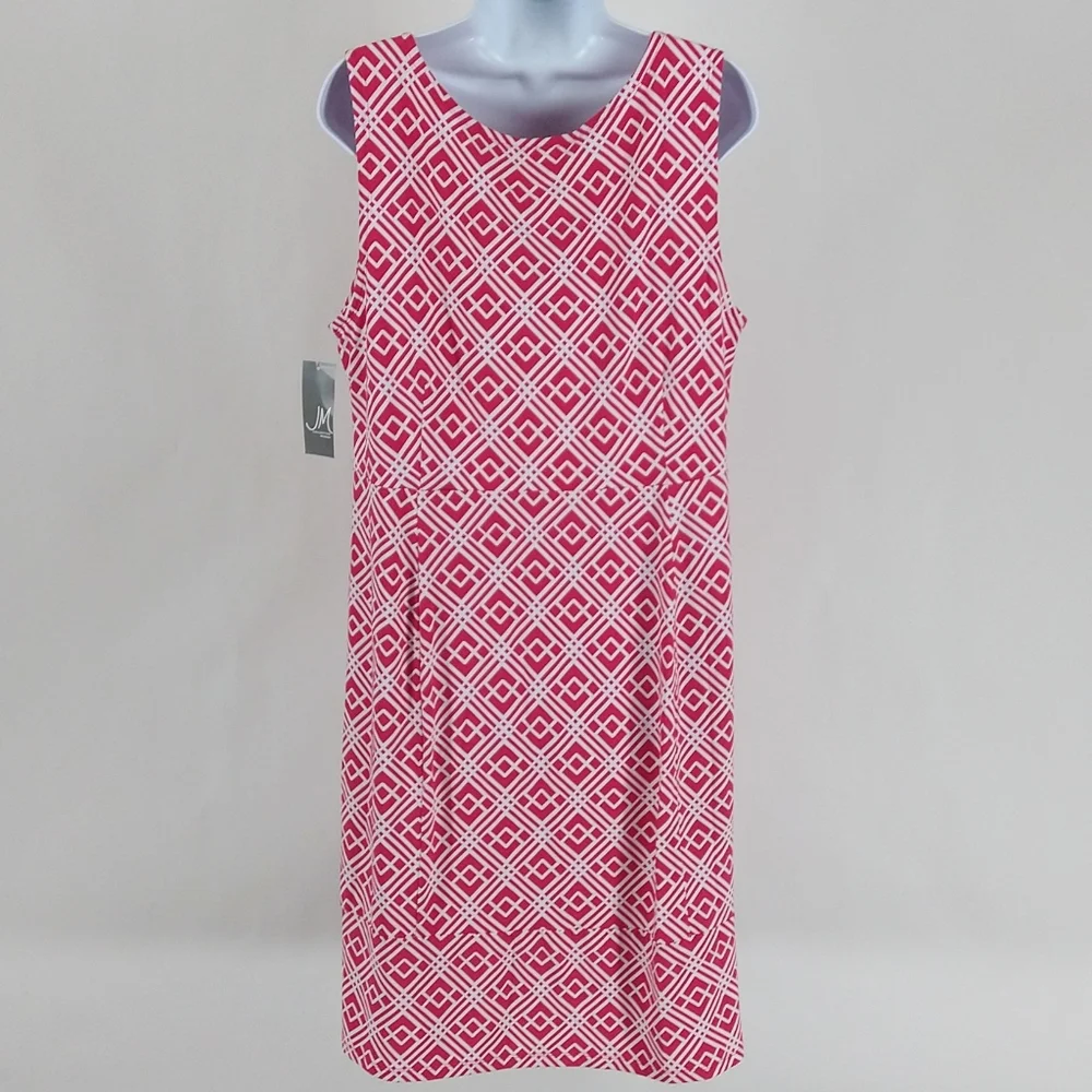 JM Collection pink and white sleeveless dress